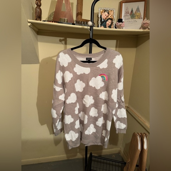 Torrid Plus Size Pullover Drop Shoulder Tunic Sweater Cloud and Rainbow EUC - Picture 5 of 6